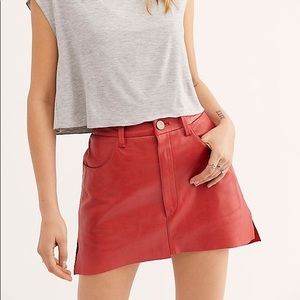 One Teaspoon Red Leather Skirt